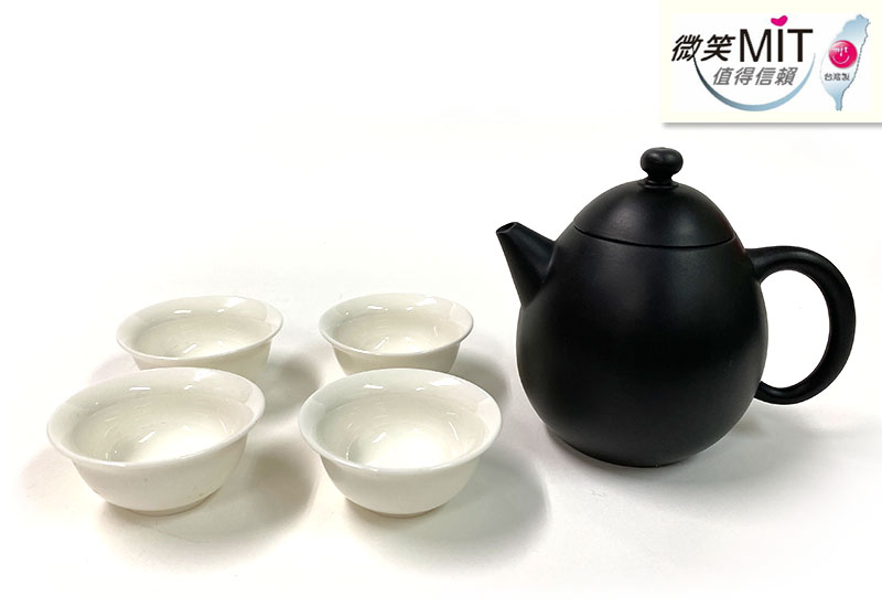 夾碳黑陶龍蛋壺組